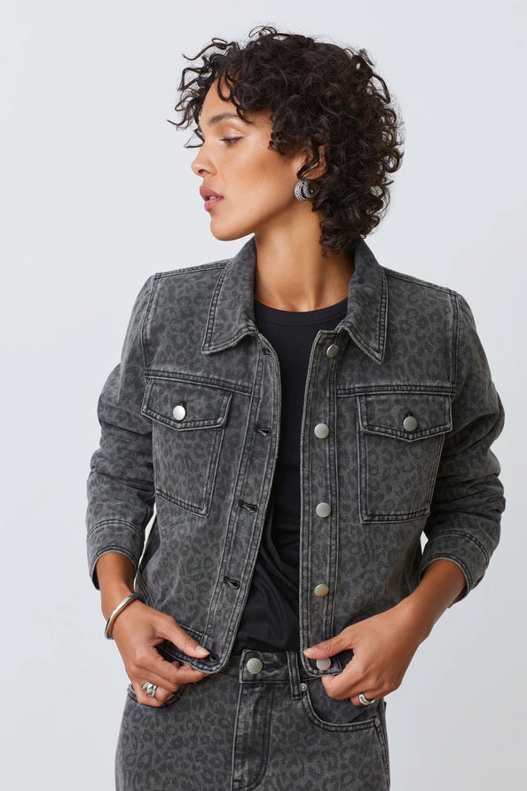 Djack Veste courte en denim léopard