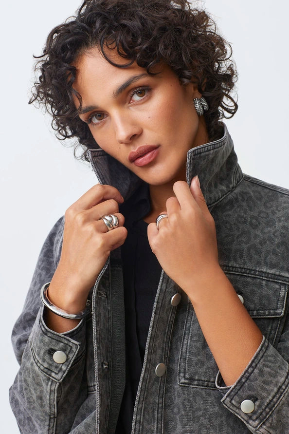 Djack Veste courte en denim léopard