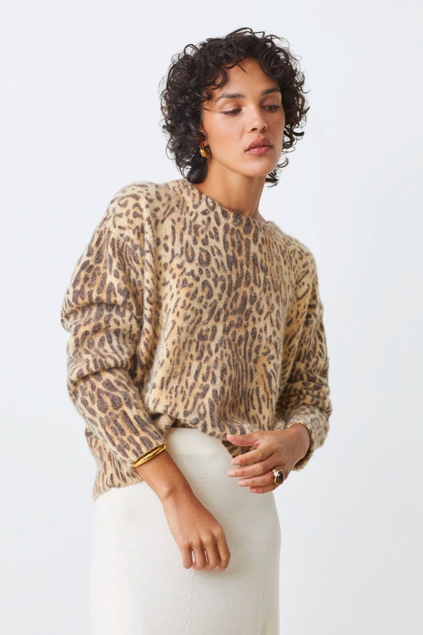 Pleoli Pull léopard beige