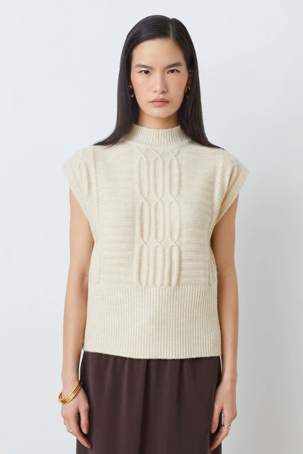 Pull Sans Manches Prusse Creme