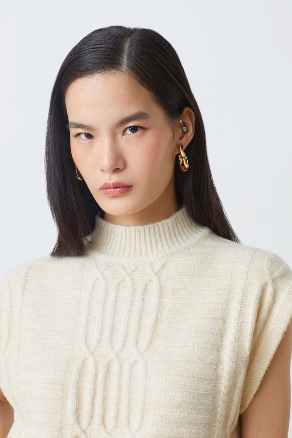 Pull Sans Manches Prusse Creme