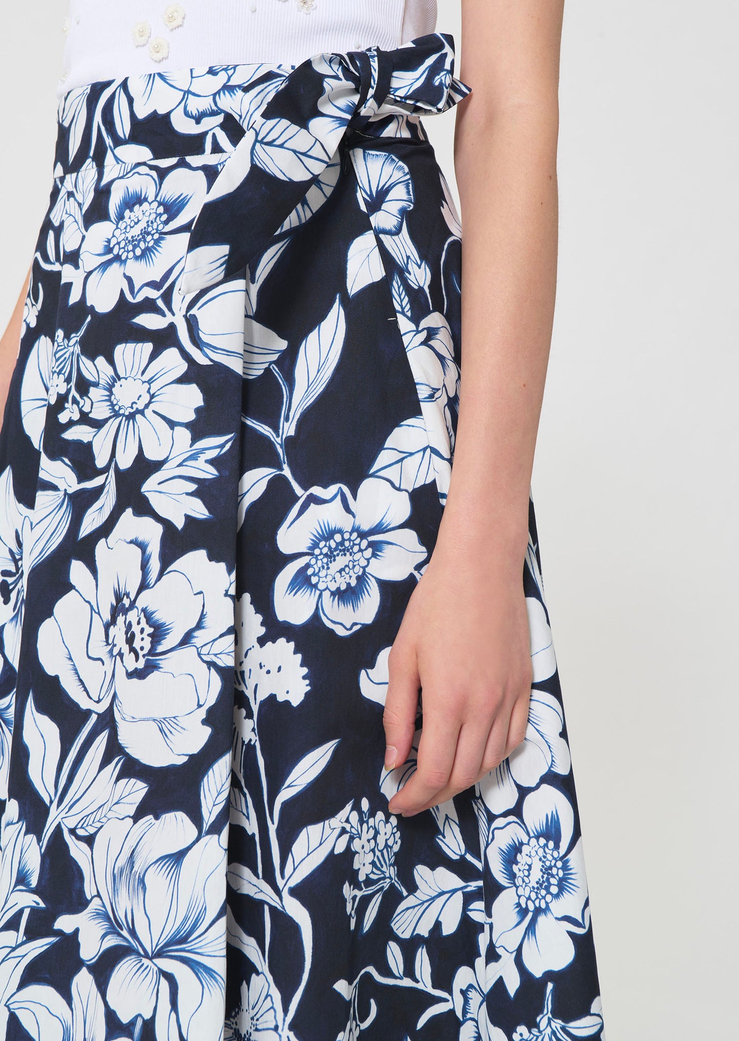 Jupe Jolly bleu nuit imprimé fleuri en coton