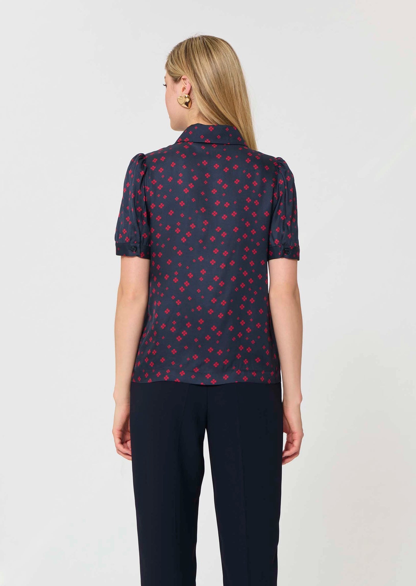 Top Tonino bleu nuit imprimé mini trèfles