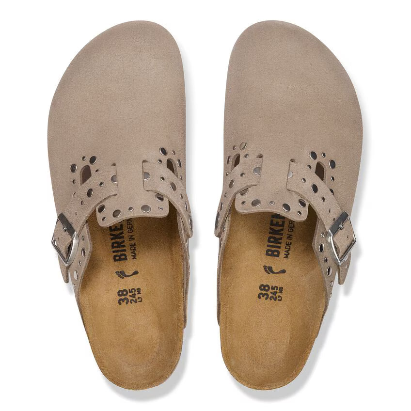 Birkenstock Boston Rivets Suède - Taupe - Narow