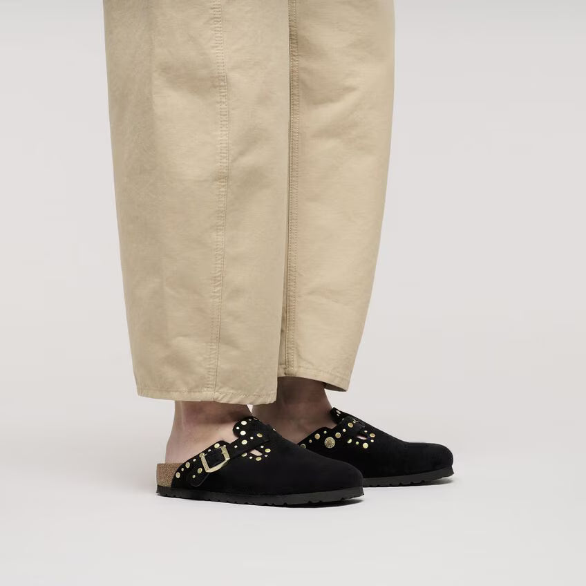 Birkenstock Boston Rivets Suède - Noir - Narow