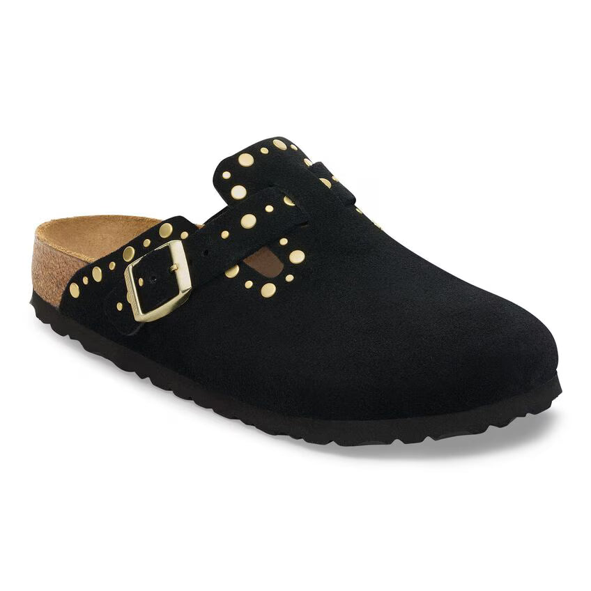 Birkenstock Boston Rivets Suède - Noir - Narow