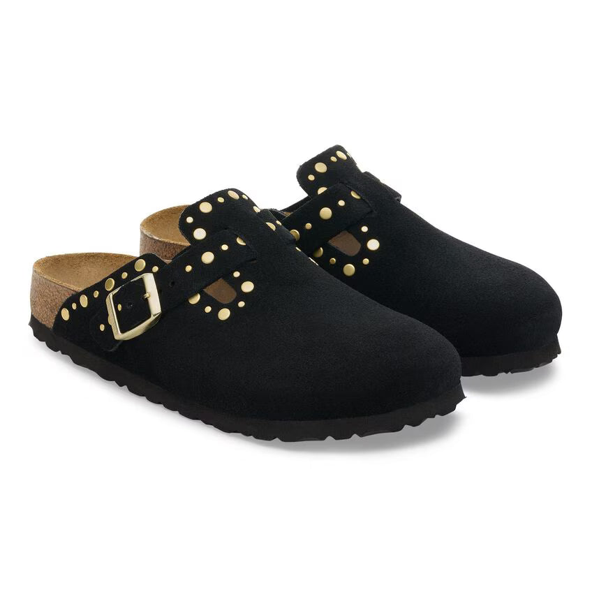 Birkenstock Boston Rivets Suède - Noir - Narow