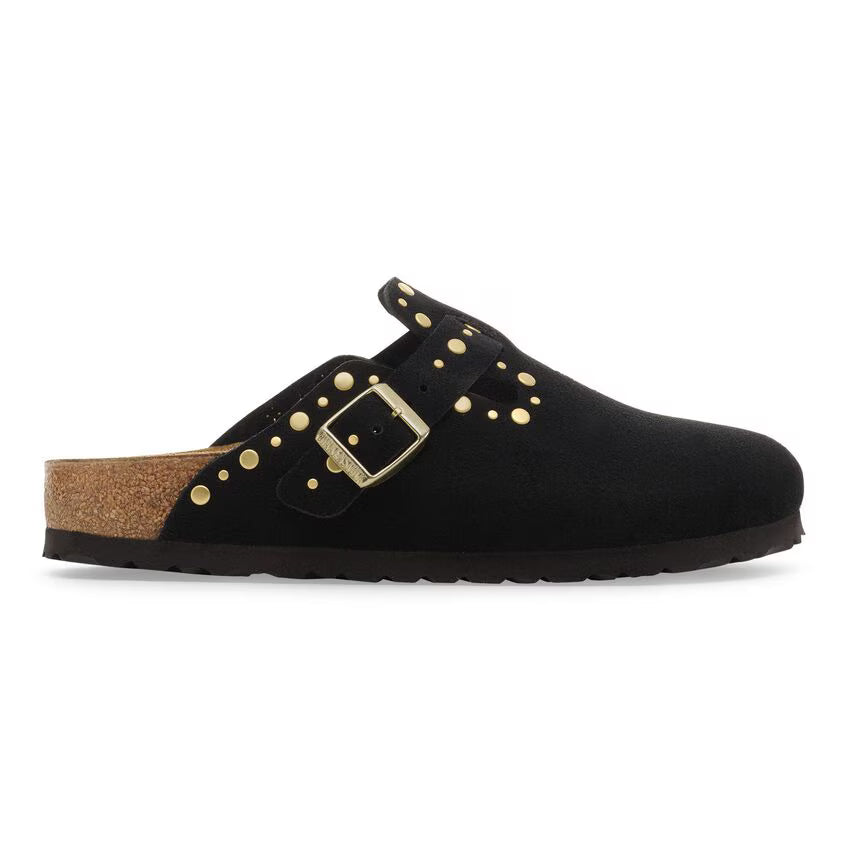 Birkenstock Boston Rivets Suède - Noir - Narow