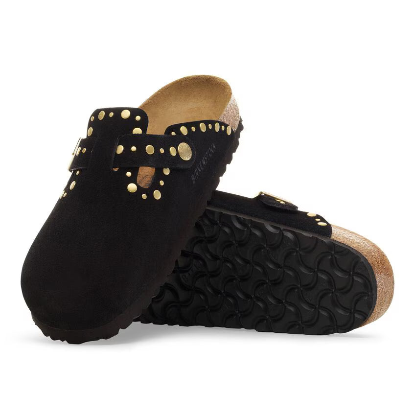 Birkenstock Boston Rivets Suède - Noir - Narow
