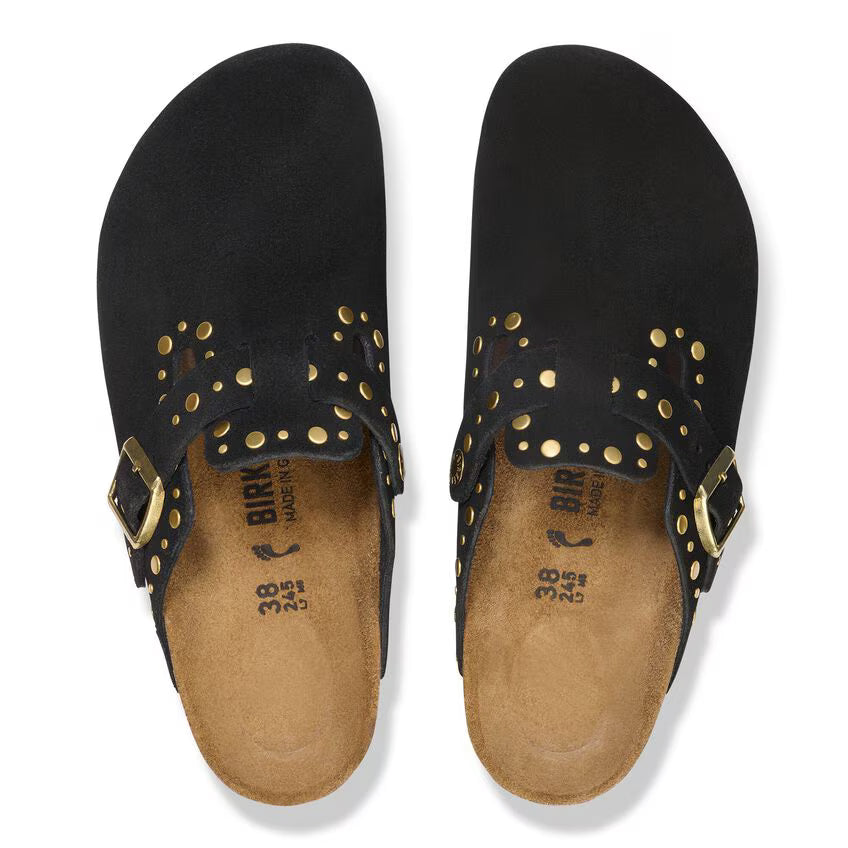 Birkenstock Boston Rivets Suède - Noir - Narow