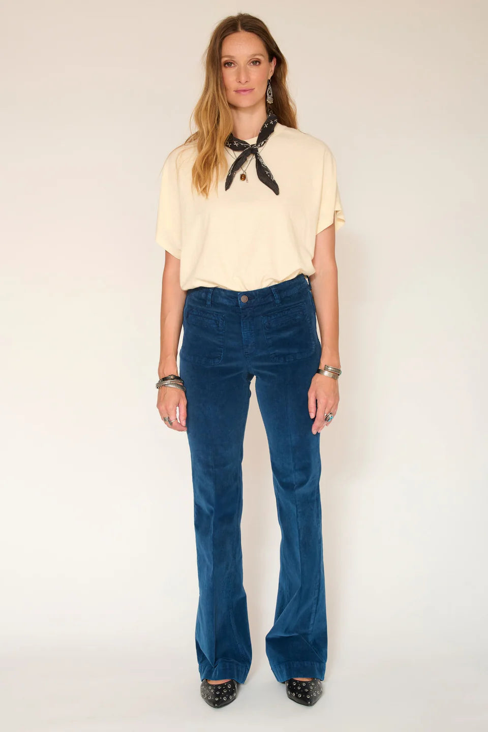 PANTALON EN VELOURS - THE DIANA VELVET INDIGO