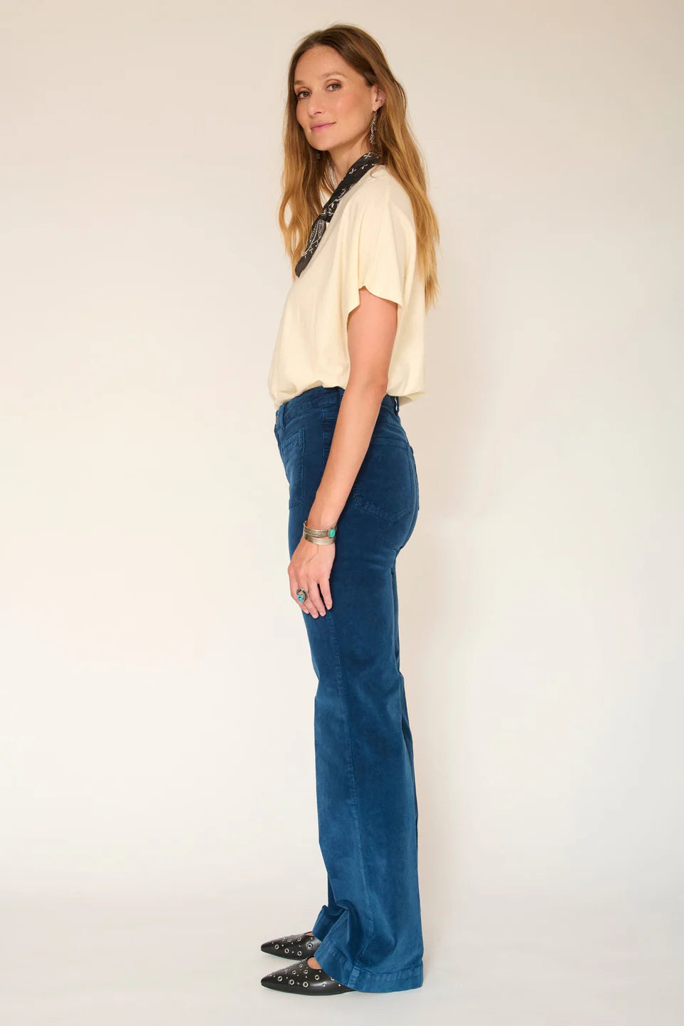 PANTALON EN VELOURS - THE DIANA VELVET INDIGO