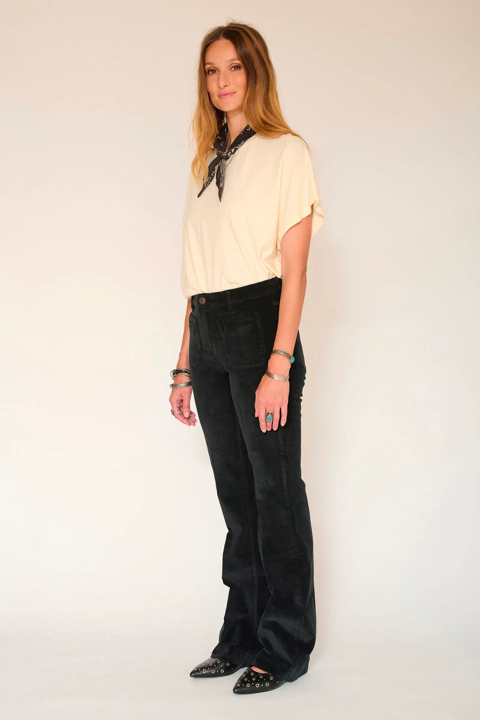 PANTALON EN VELOURS - THE DIANA VELVET BLACK