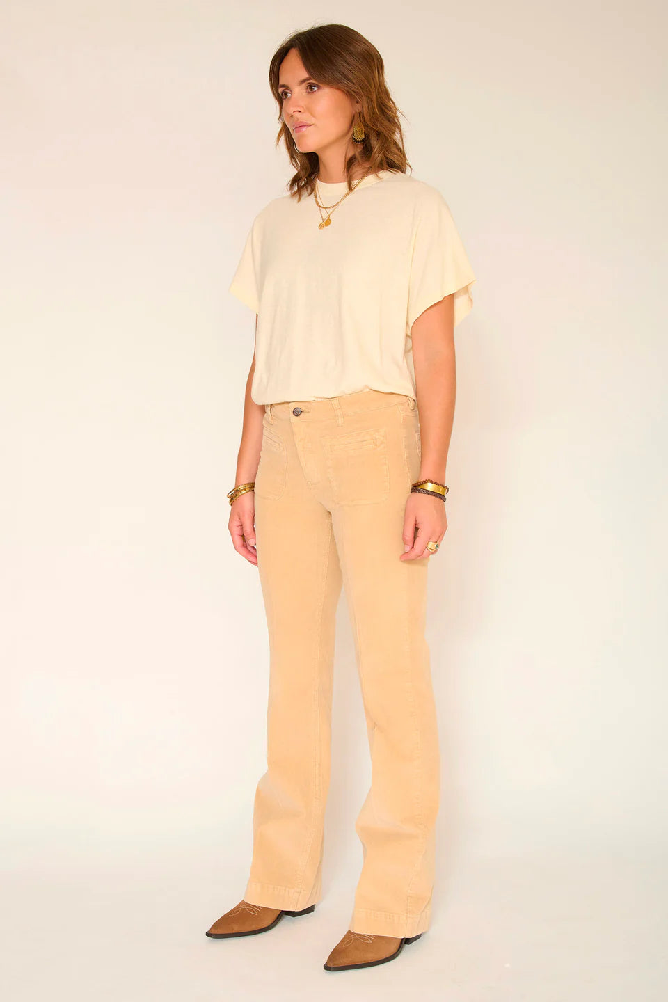PANTALON EN VELOURS - THE DIANA VELVET PEARL