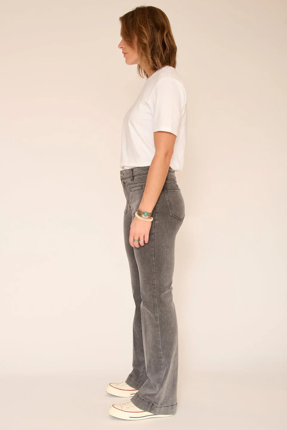 JEAN FLARE - THE DIANA POWER STRETCH GREY KURT WASH