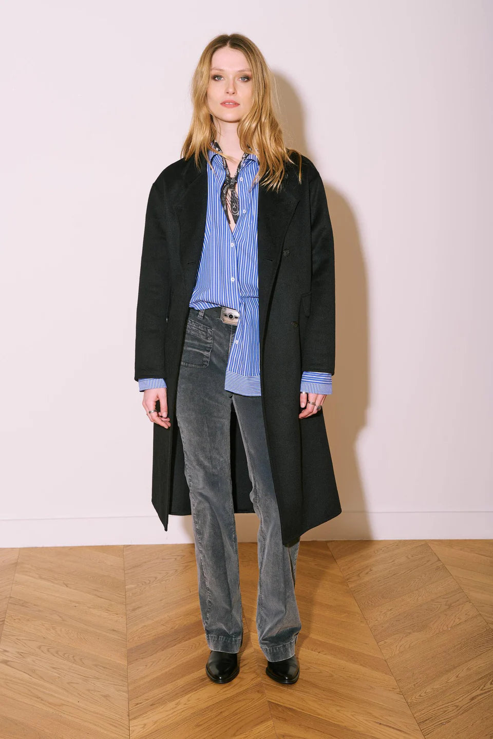 PANTALON EN VELOURS - THE DIANA VELVET VINTAGE CARBONE