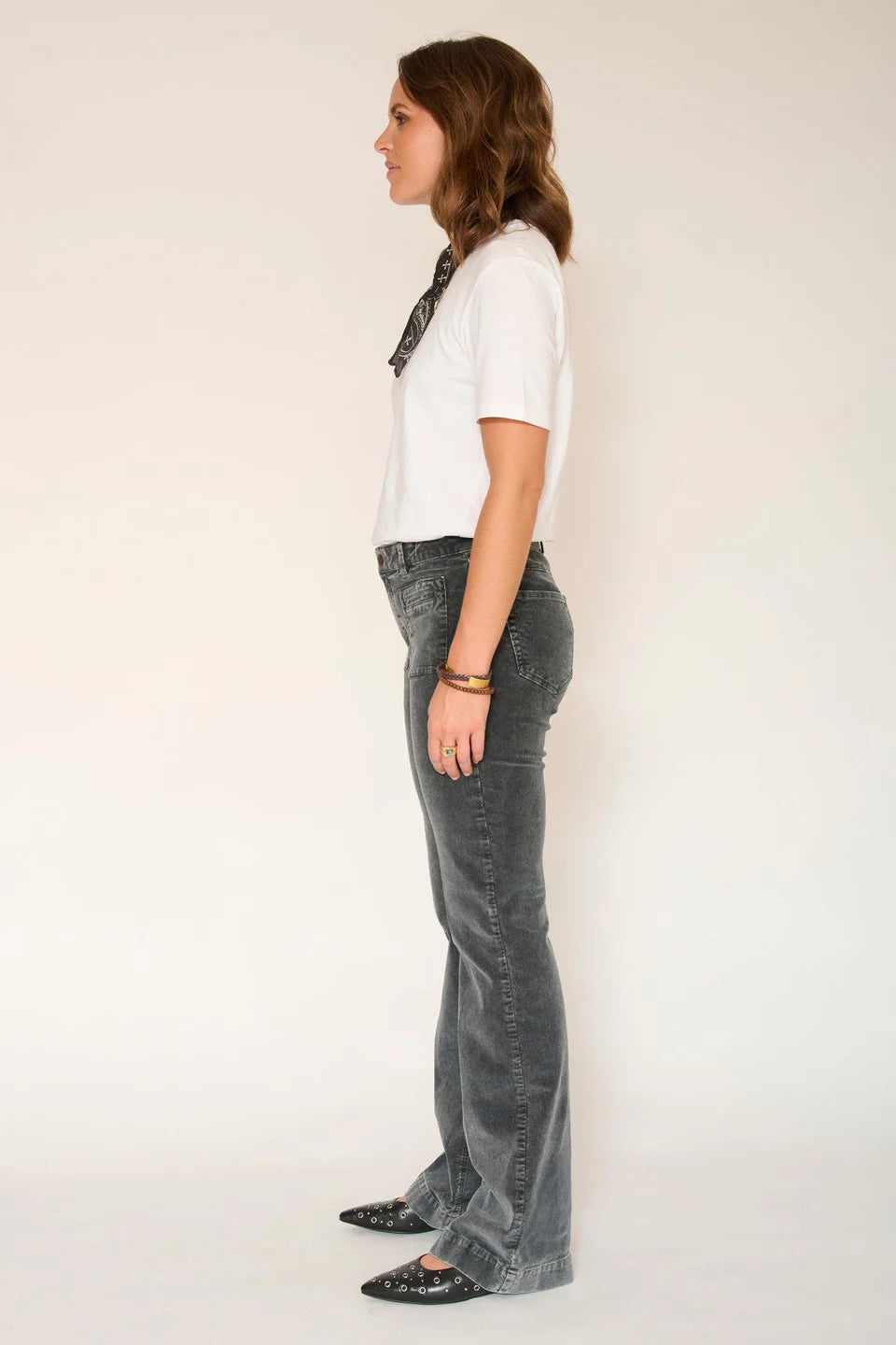 PANTALON EN VELOURS - THE DIANA VELVET VINTAGE CARBONE
