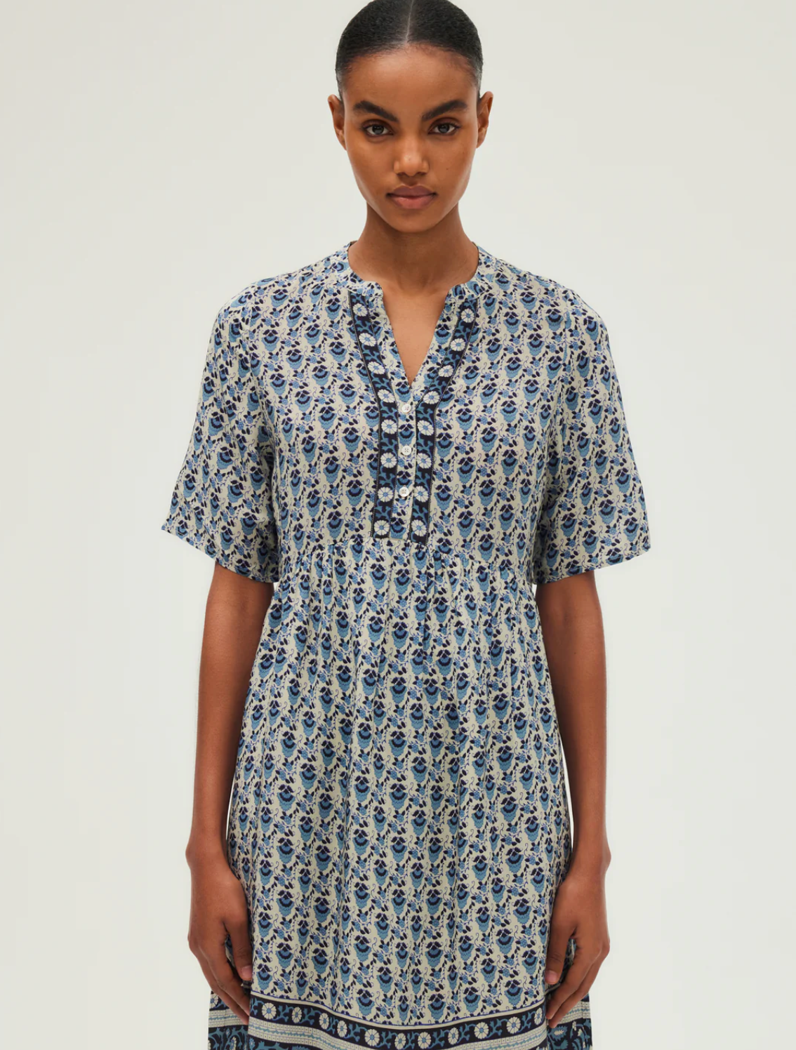 Robe courte et droite imprimé indien - PHILOMELA