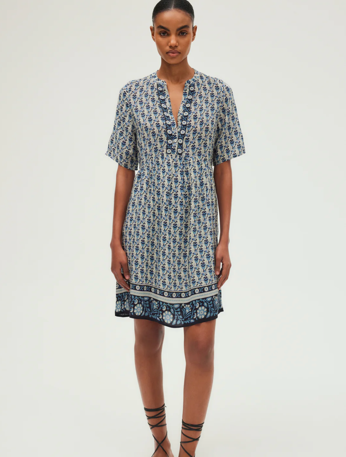 Robe courte et droite imprimé indien - PHILOMELA