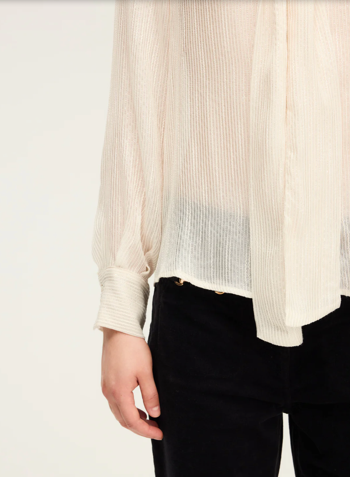 Chemise lavallière rayée en lurex - AMELINA