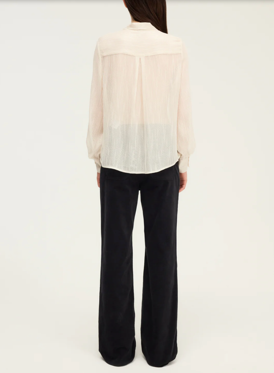 Chemise lavallière rayée en lurex - AMELINA