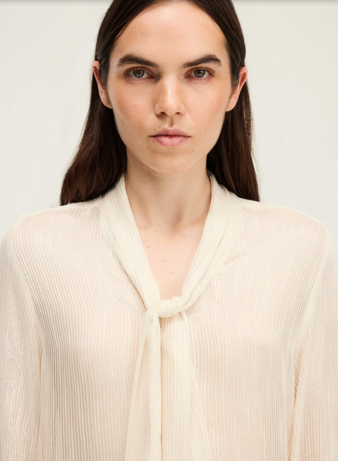 Chemise lavallière rayée en lurex - AMELINA