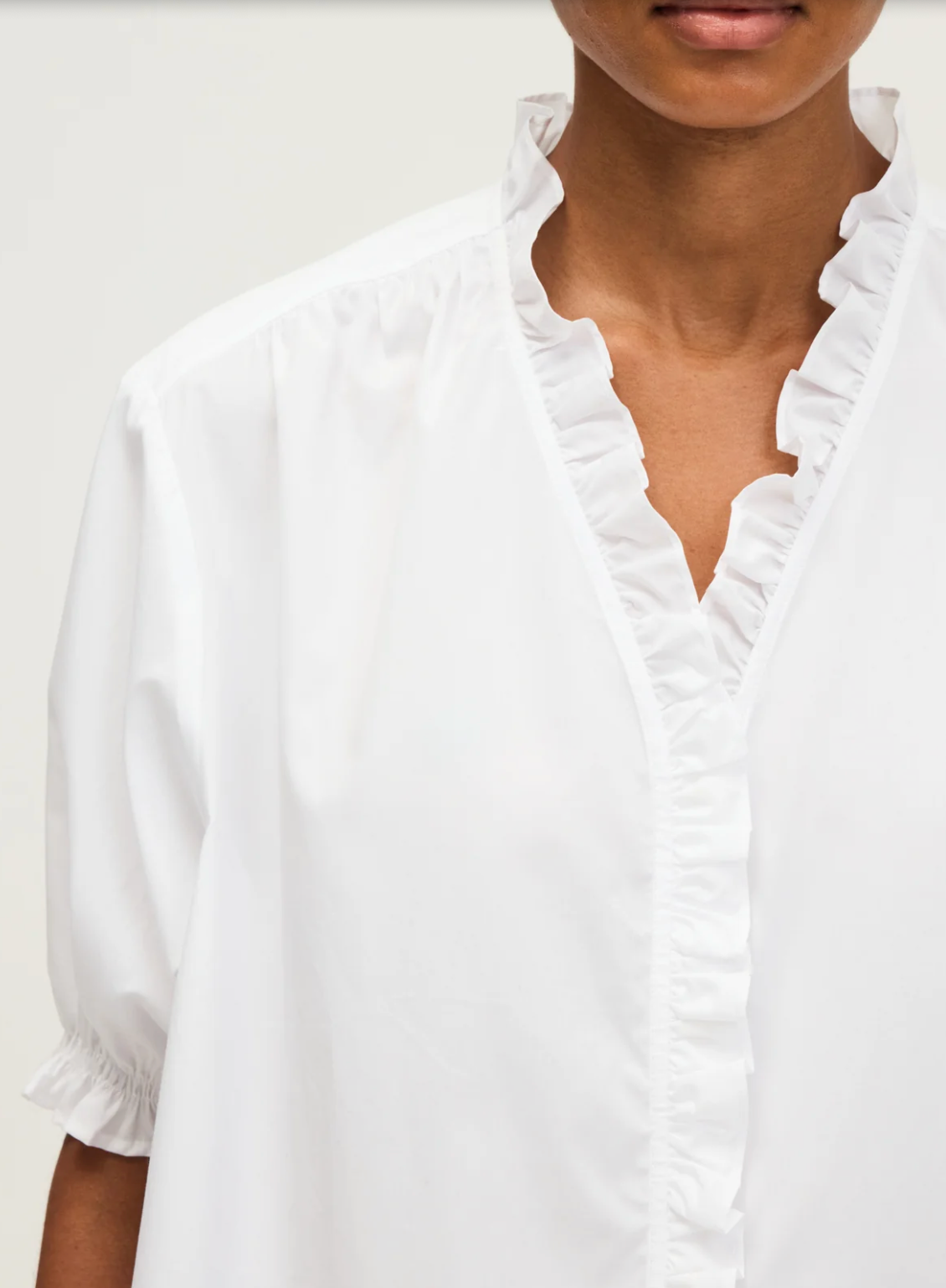 Chemise en popeline à manches courtes - ARYA Blanc