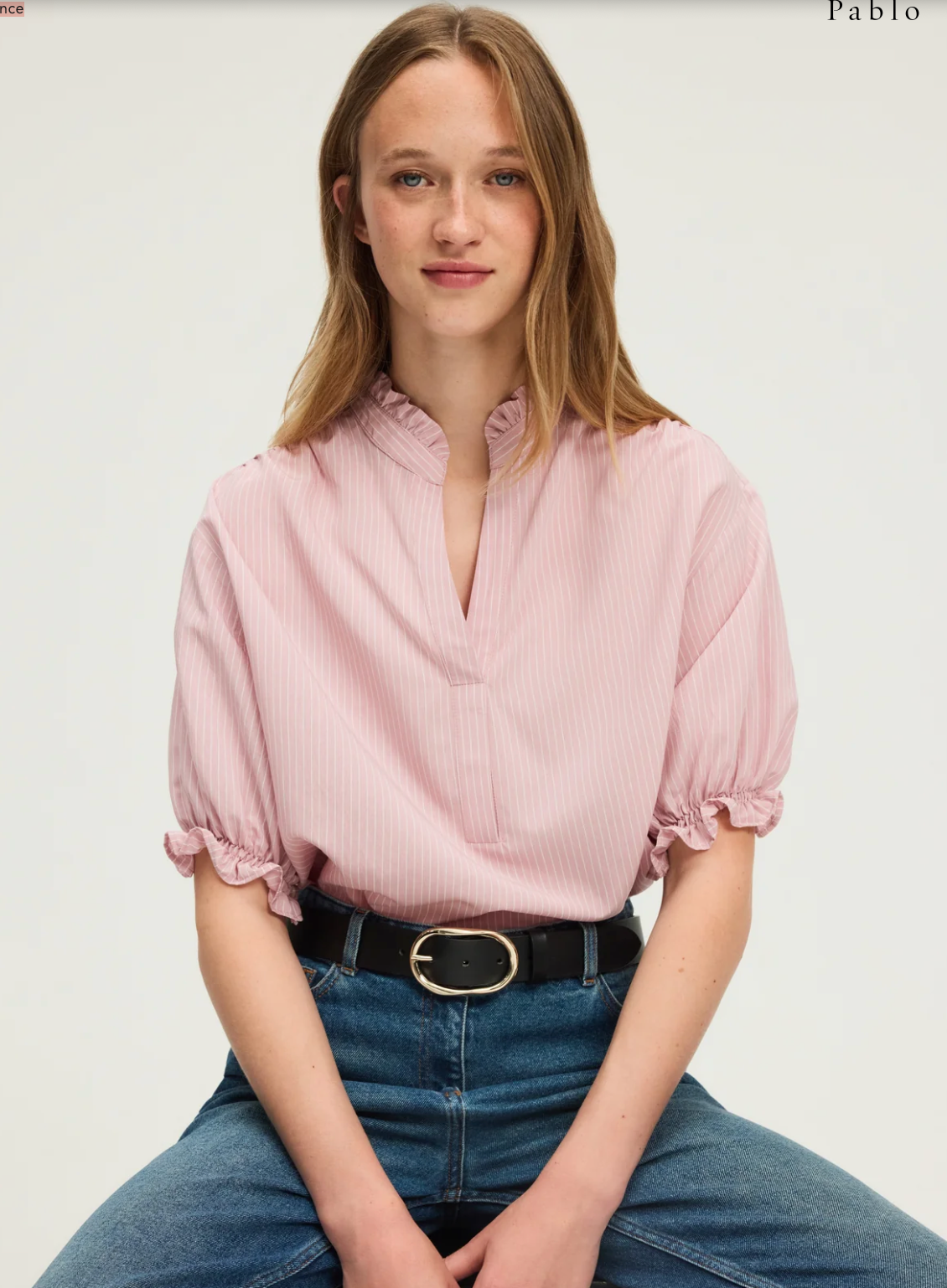 Blouse rayée à manches courtes - ANOUK Nude