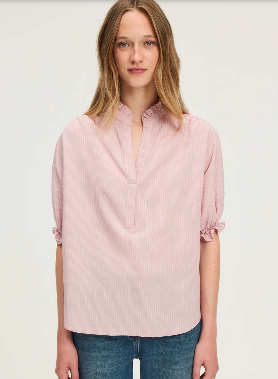 Blouse rayée à manches courtes - ANOUK Nude