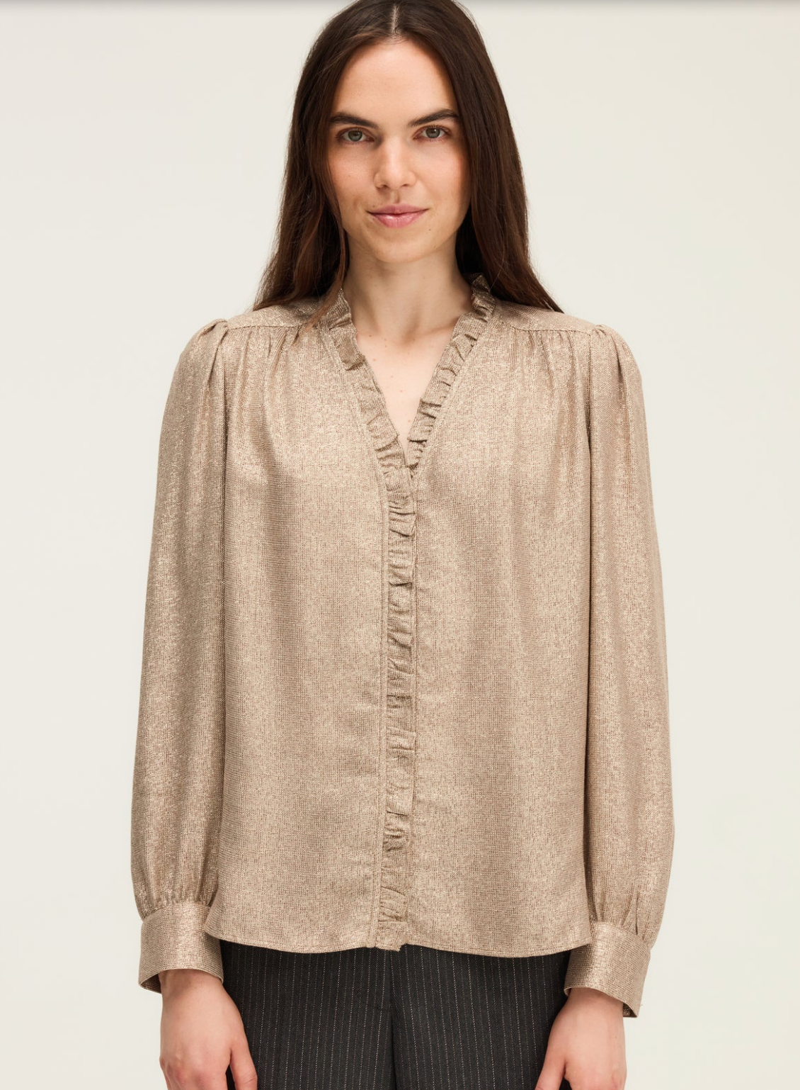 Chemise dorée à volants - ARIANNE Or