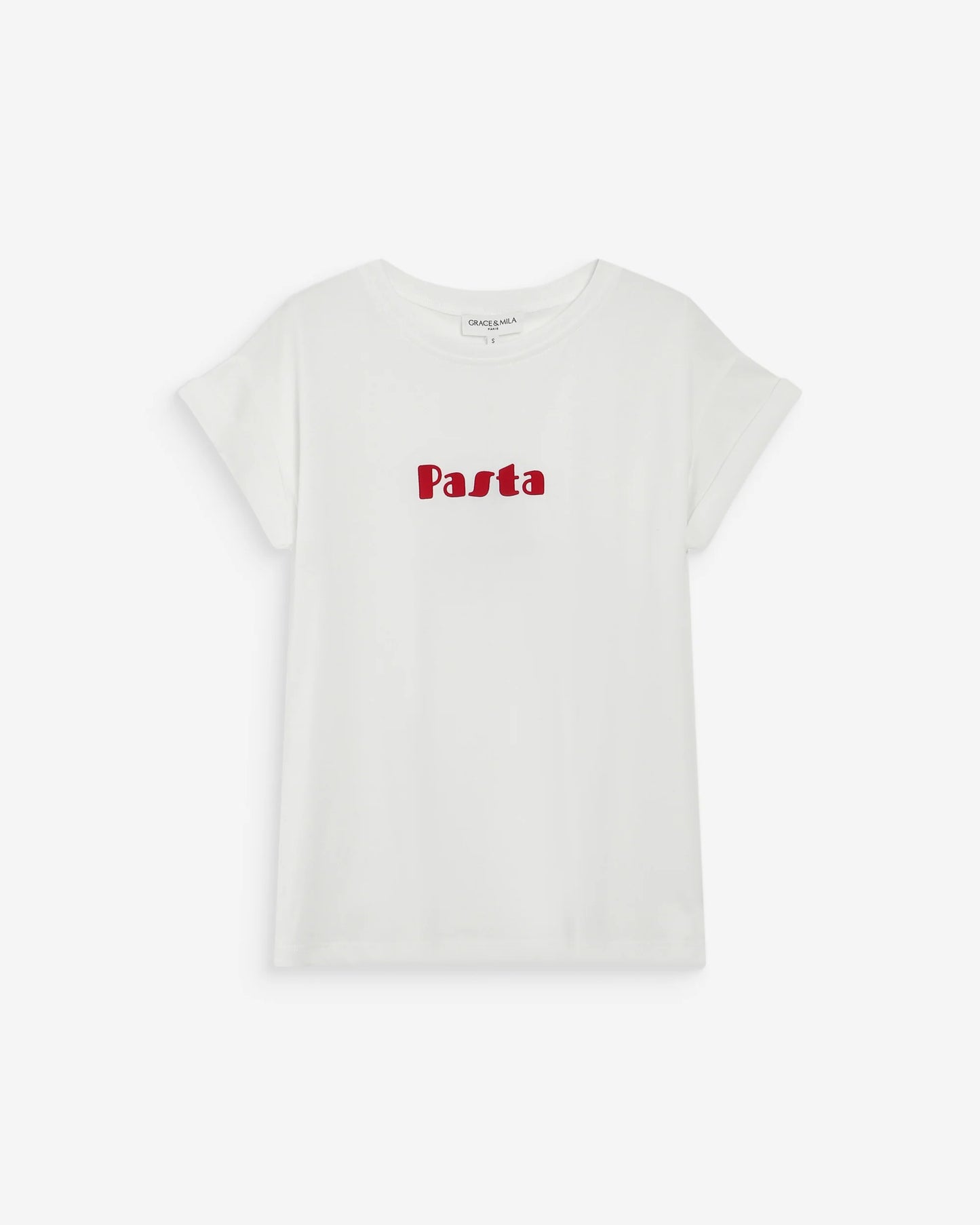T-SHIRT EN COTON À MESSAGE IMPRIMÉ ROUGE VICO