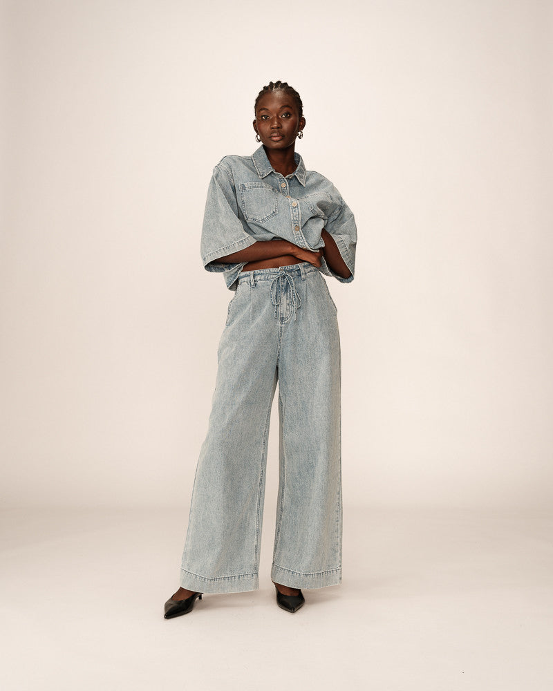 JEAN SKY BLUE POMPON