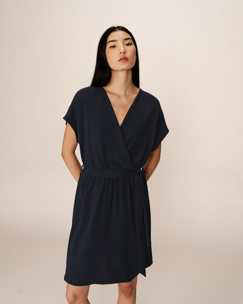 ROBE COURTE MARINE PAPAYE