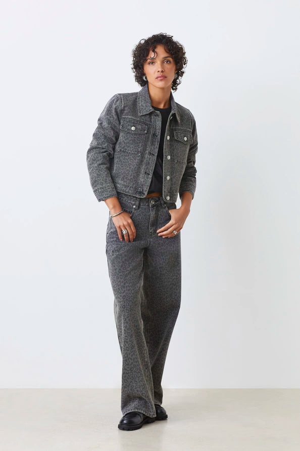 Djack Veste courte en denim léopard