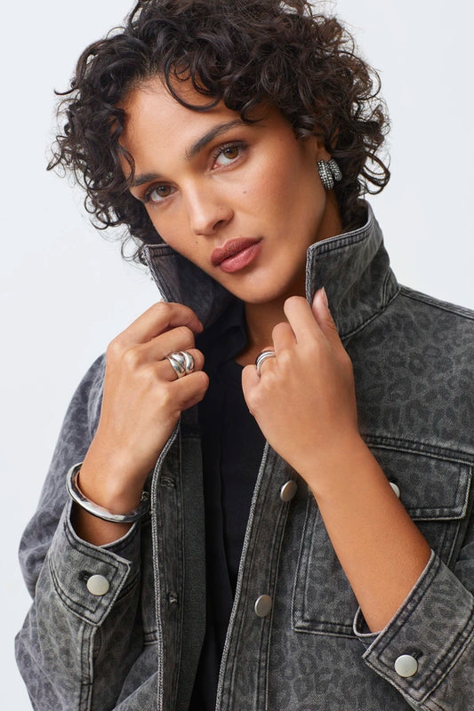 Djack Veste courte en denim léopard