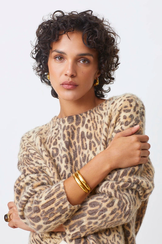 Pleoli Pull léopard beige