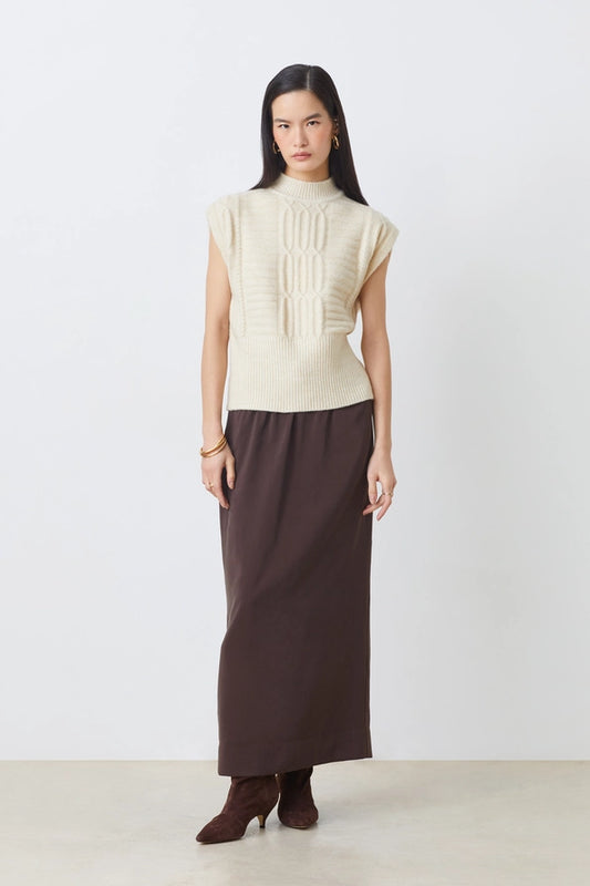 Pull Sans Manches Prusse Creme