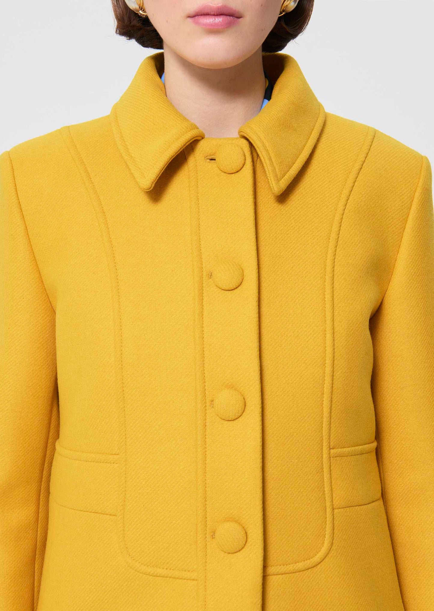 Manteau Madeline jaune citron en drap de laine