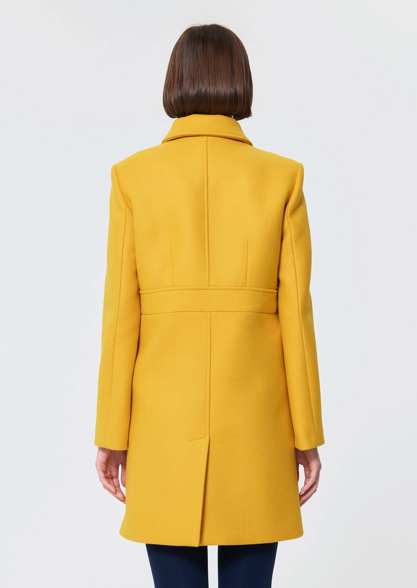 Manteau Madeline jaune citron en drap de laine