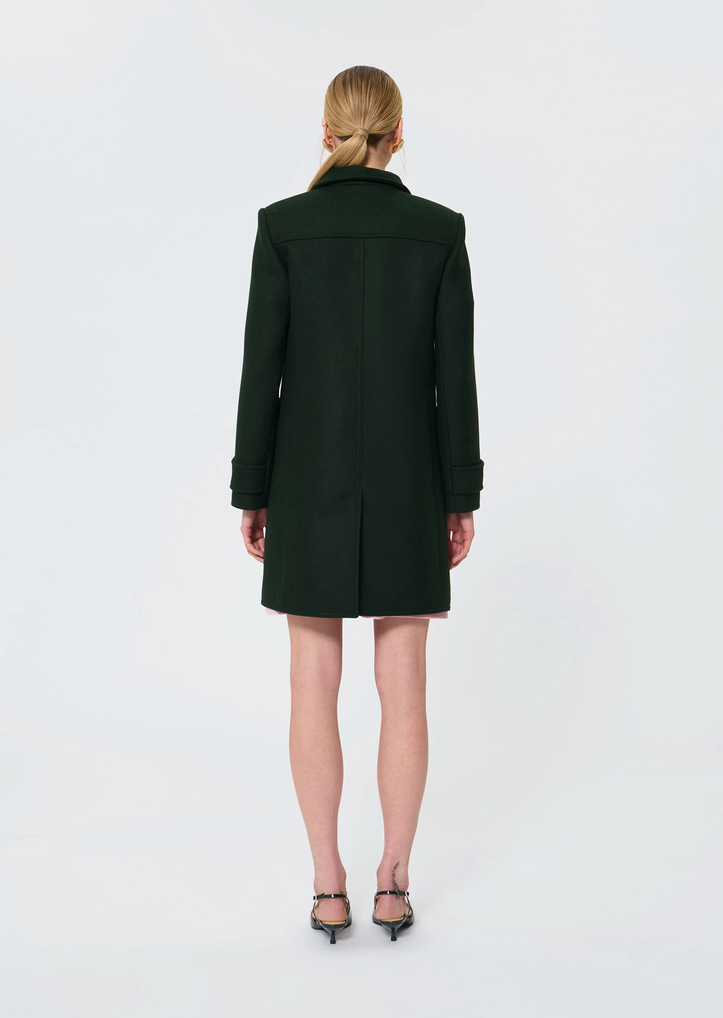 Manteau Manon vert en drap de laine
