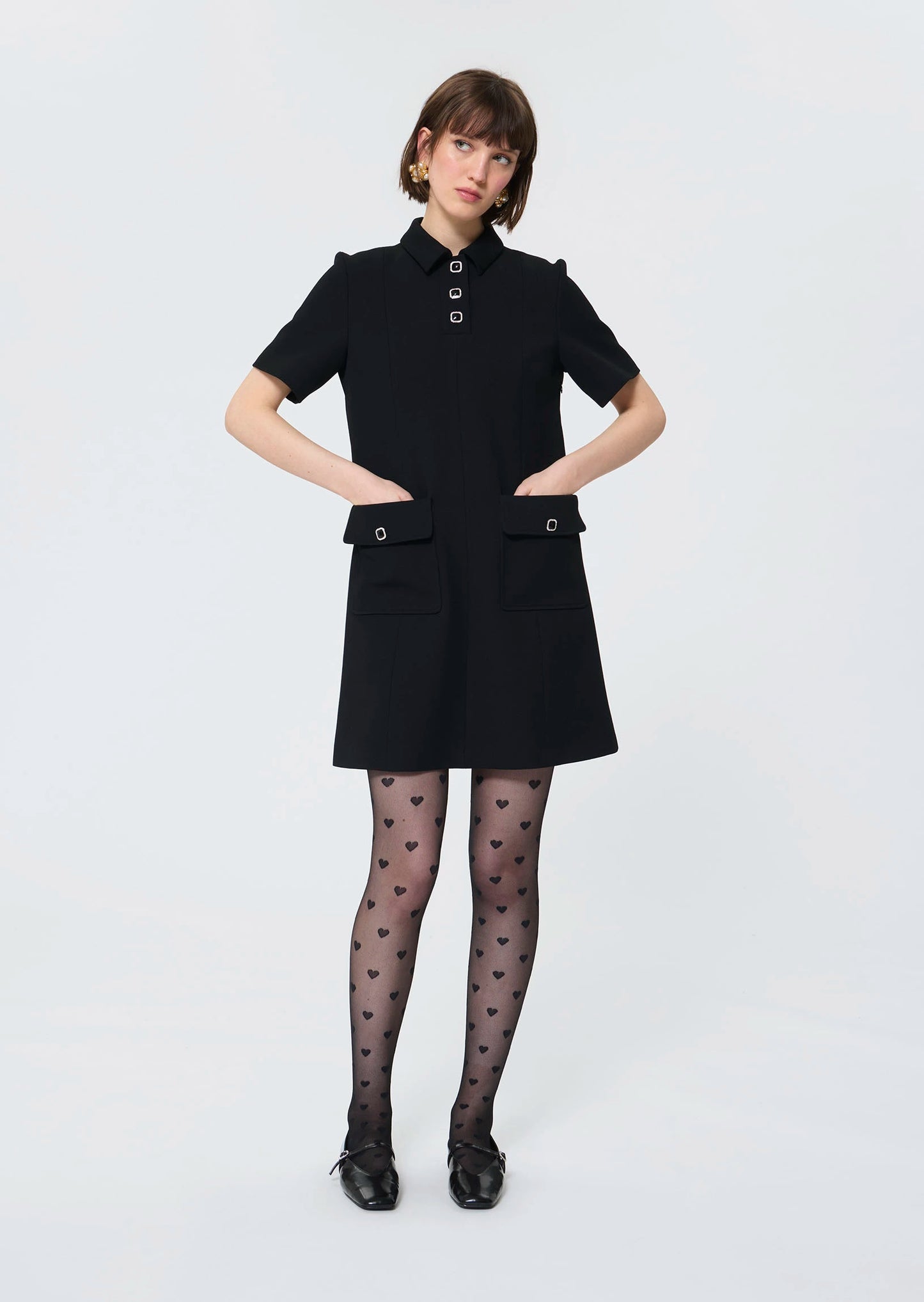 Robe Roanne noire en crêpe