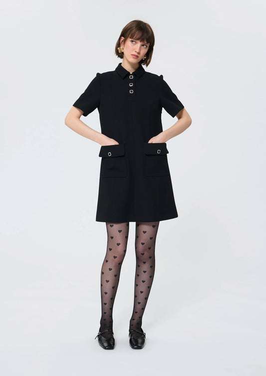 Robe Roanne noire en crêpe