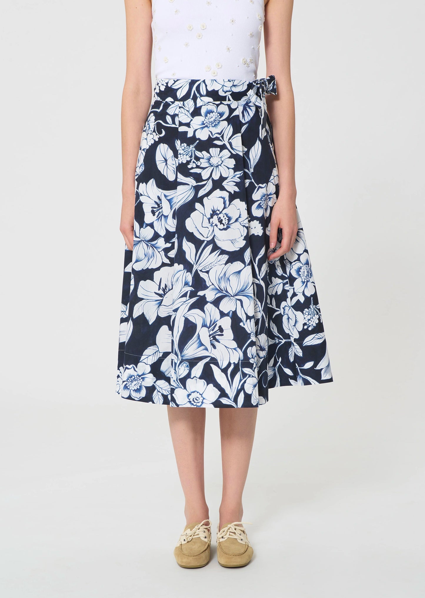 Jupe Jolly bleu nuit imprimé fleuri en coton