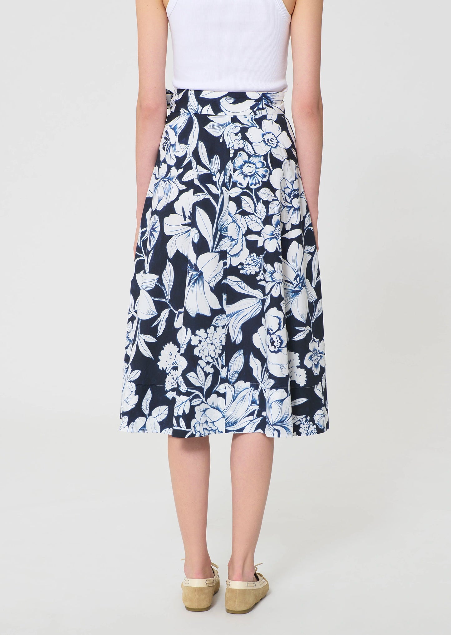 Jupe Jolly bleu nuit imprimé fleuri en coton