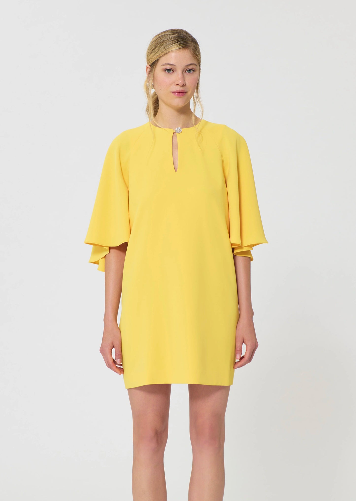Robe Renetta jaune en crêpe fluide