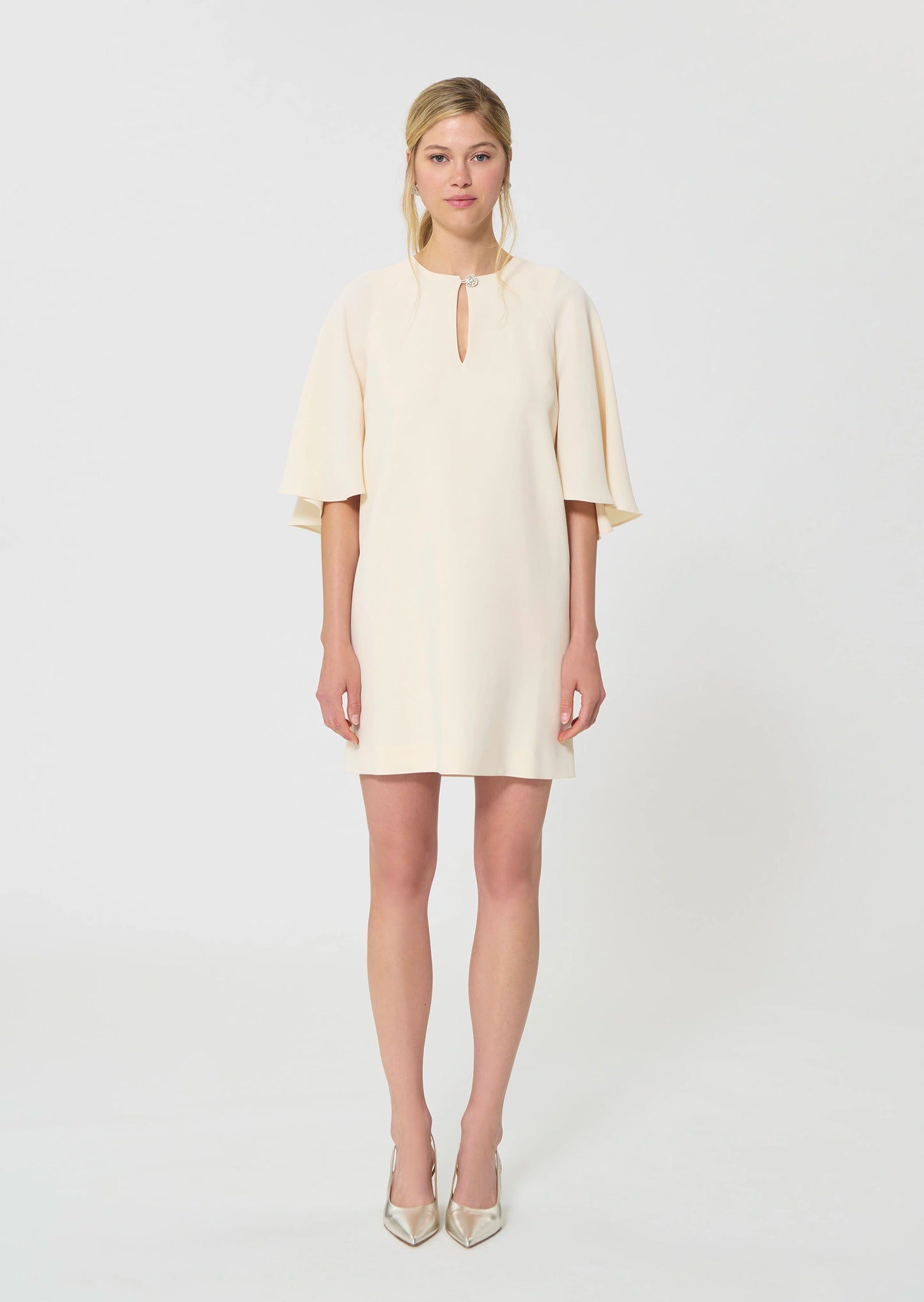 Robe Renetta écrue en crêpe fluide