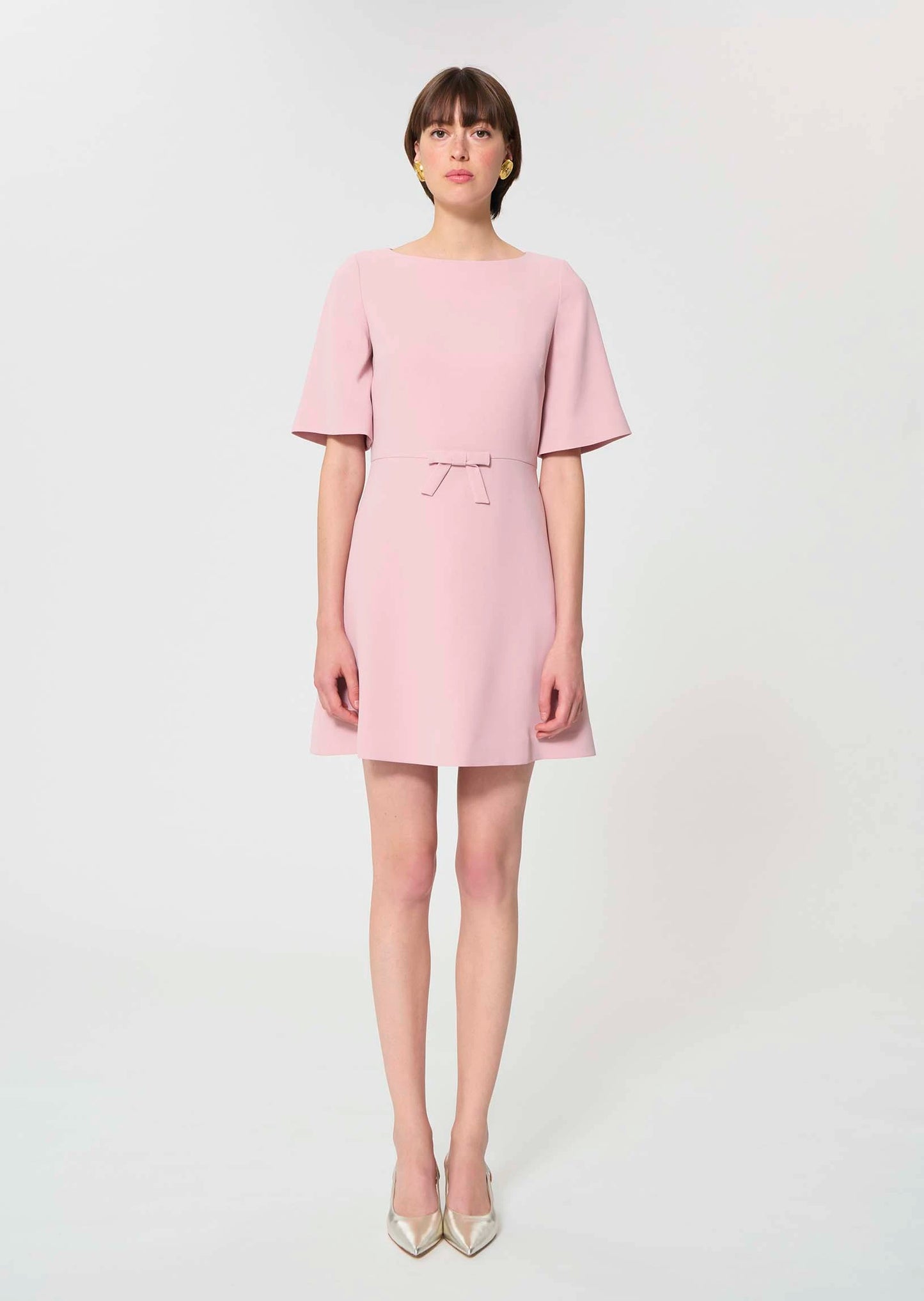 Robe Romina rose pâle en crêpe fluide