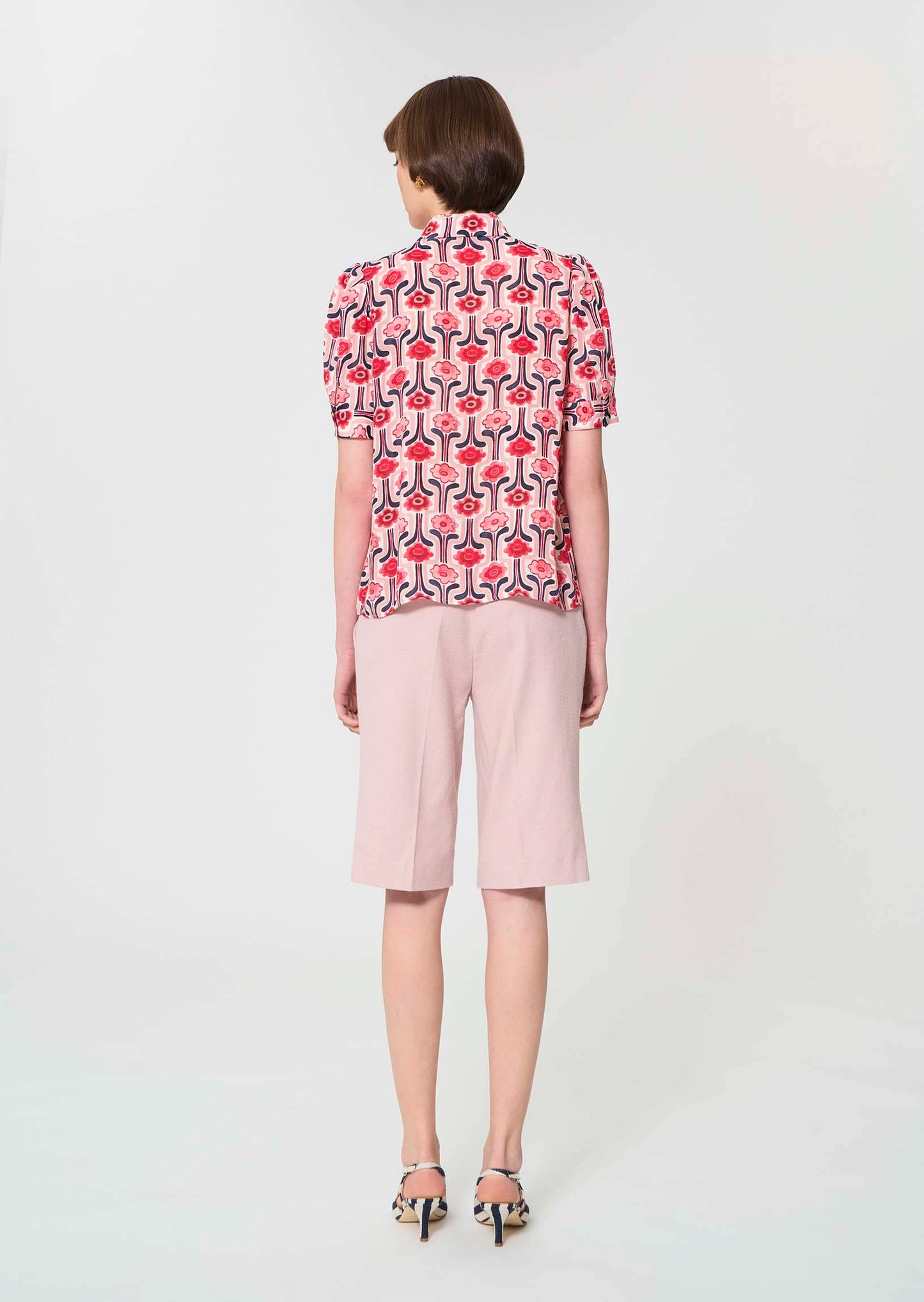 Top Theodora rose pâle imprimé rétro