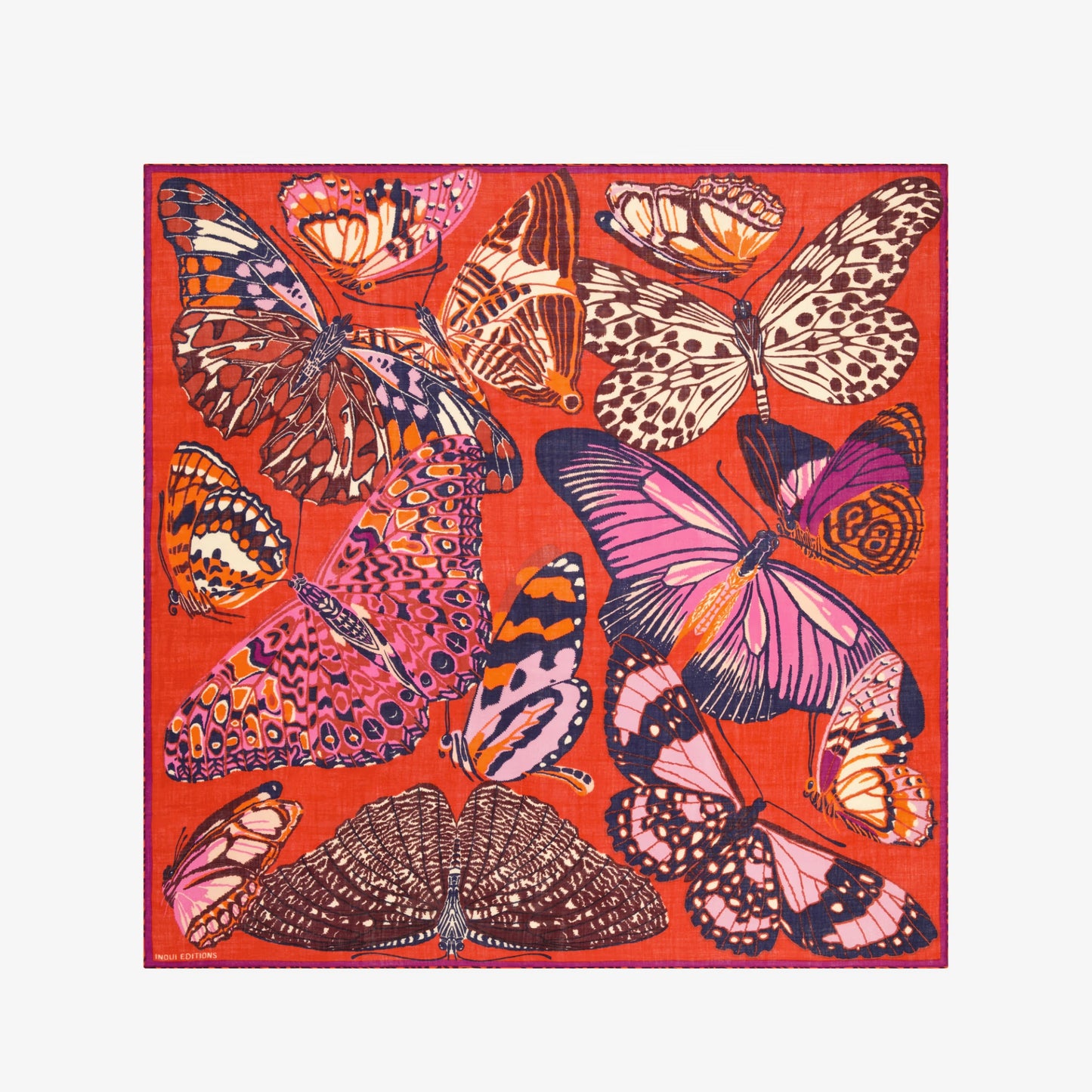 Carré 130 - Papillons - Rouge