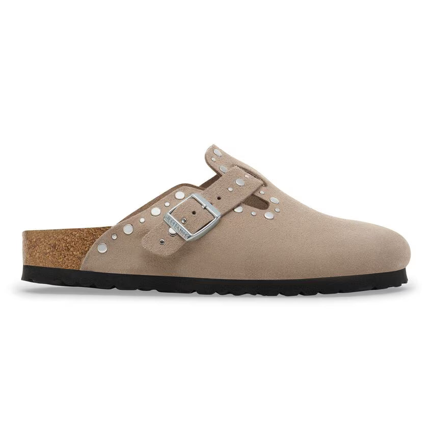 Birkenstock Boston Rivets Suède - Taupe - Narow